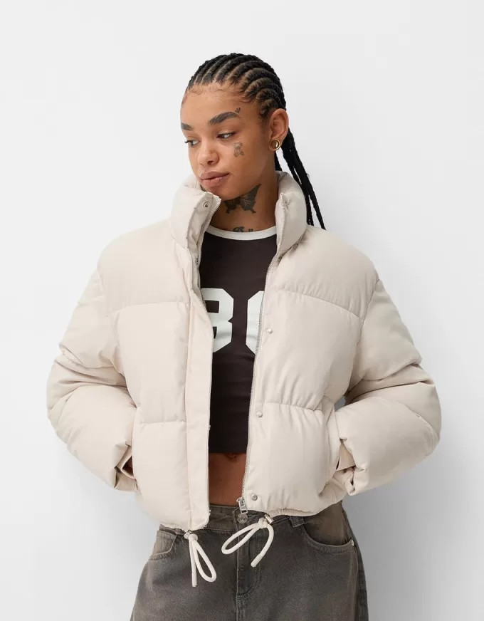 Faux leather puffer jacket