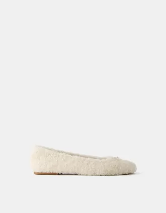 Faux shearling ballerinas