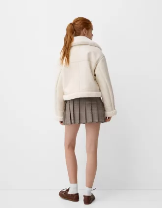 Faux shearling biker jacket