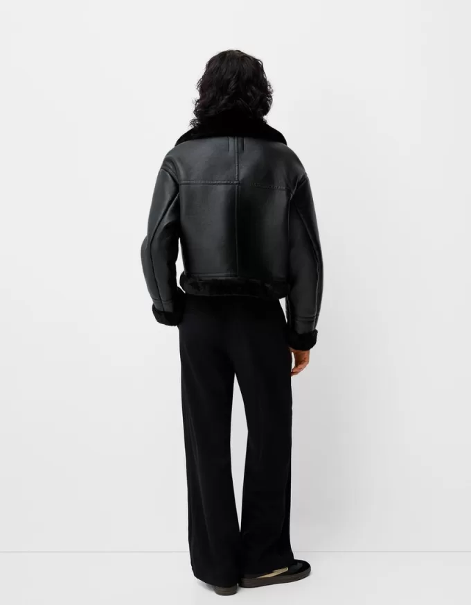 Faux shearling biker jacket