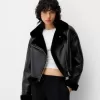 Faux shearling biker jacket