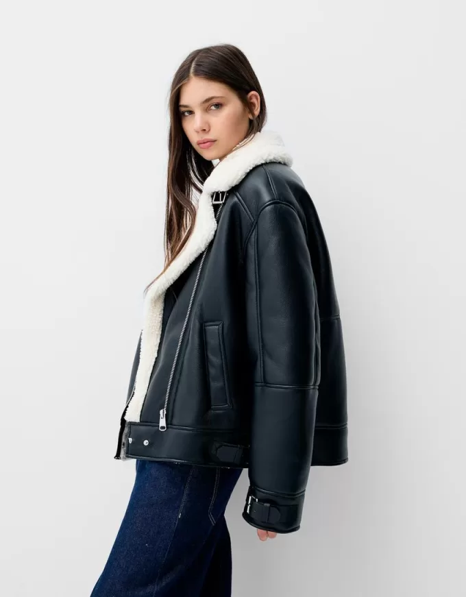 Faux shearling biker jacket Faux shearling biker jacket