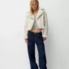 Faux shearling biker jacket