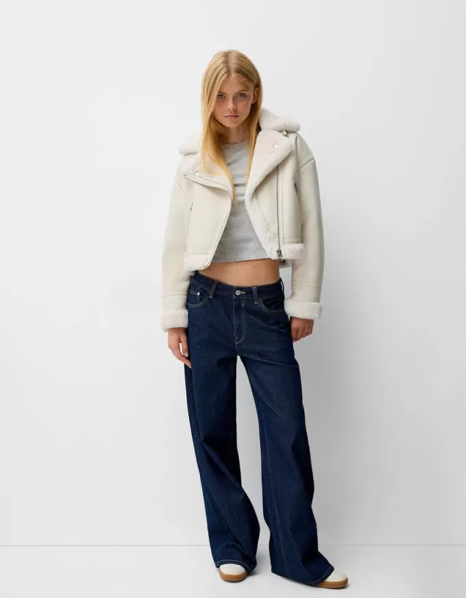 Faux shearling biker jacket