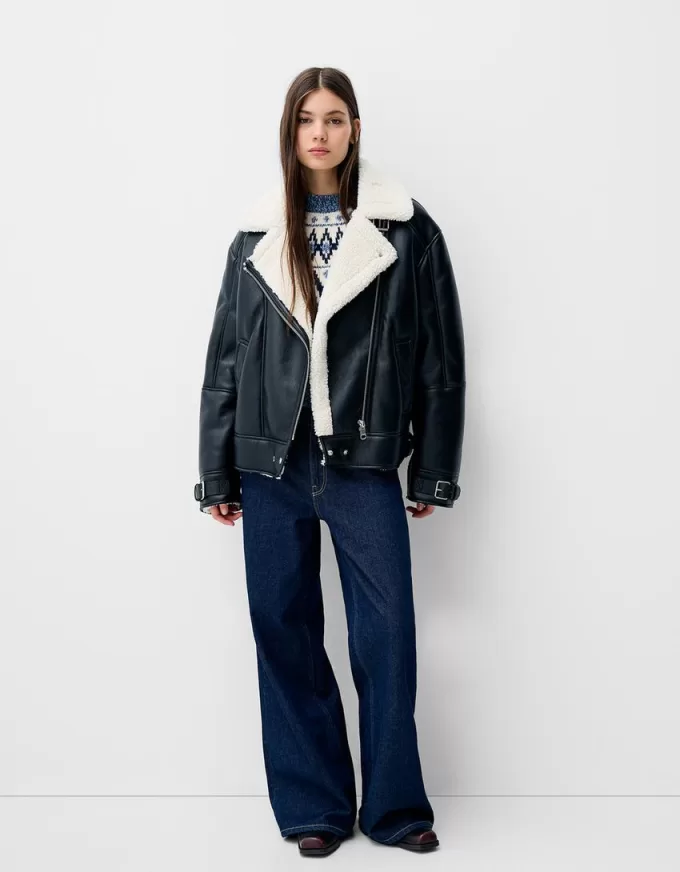Faux shearling biker jacket Faux shearling biker jacket