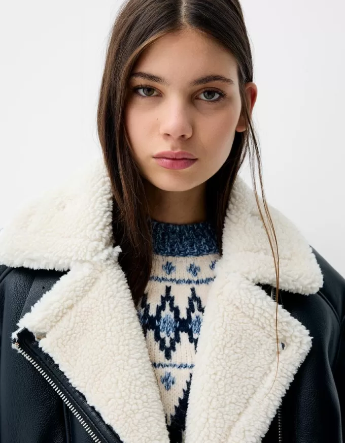 Faux shearling biker jacket Faux shearling biker jacket