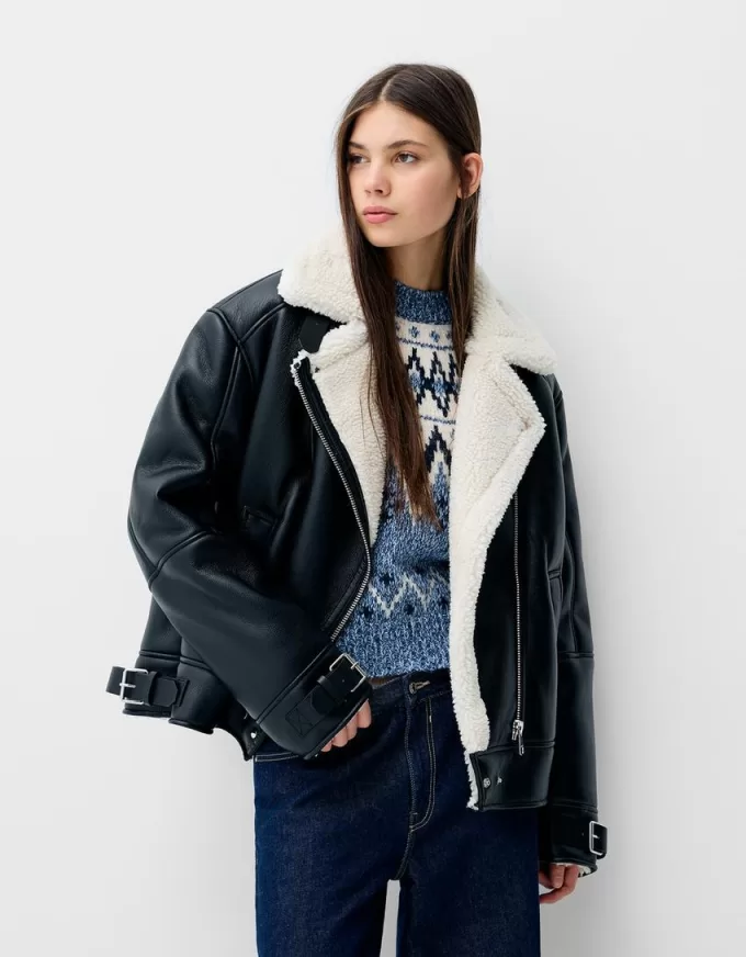 Faux shearling biker jacket Faux shearling biker jacket