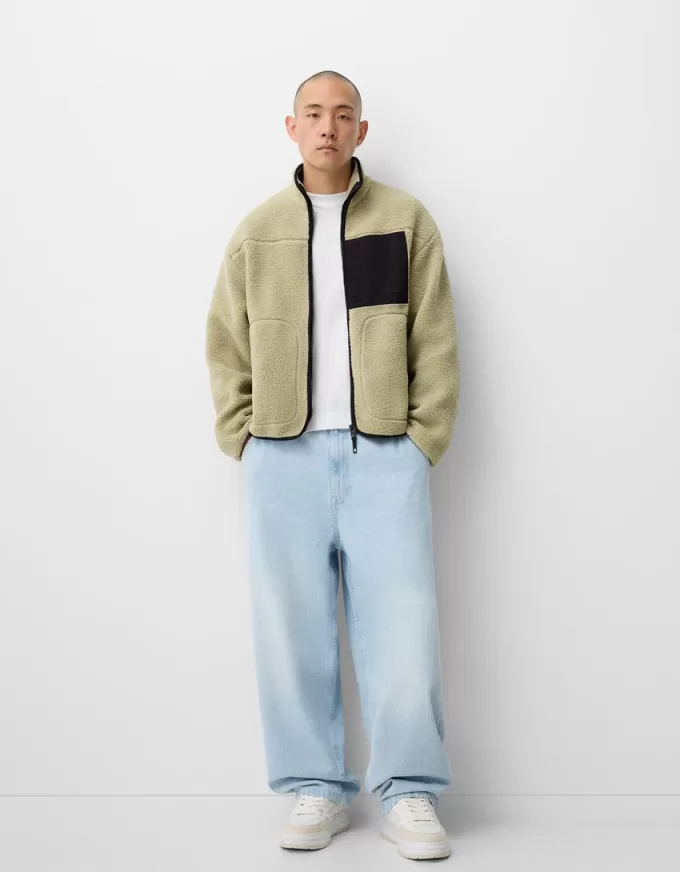 Faux shearling jacket with contrast details Faux shearling jacket with contrast details