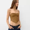 Faux suede bandeau top