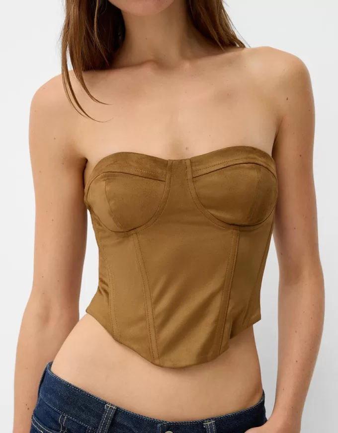 Faux suede bandeau top