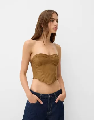 Faux suede bandeau top