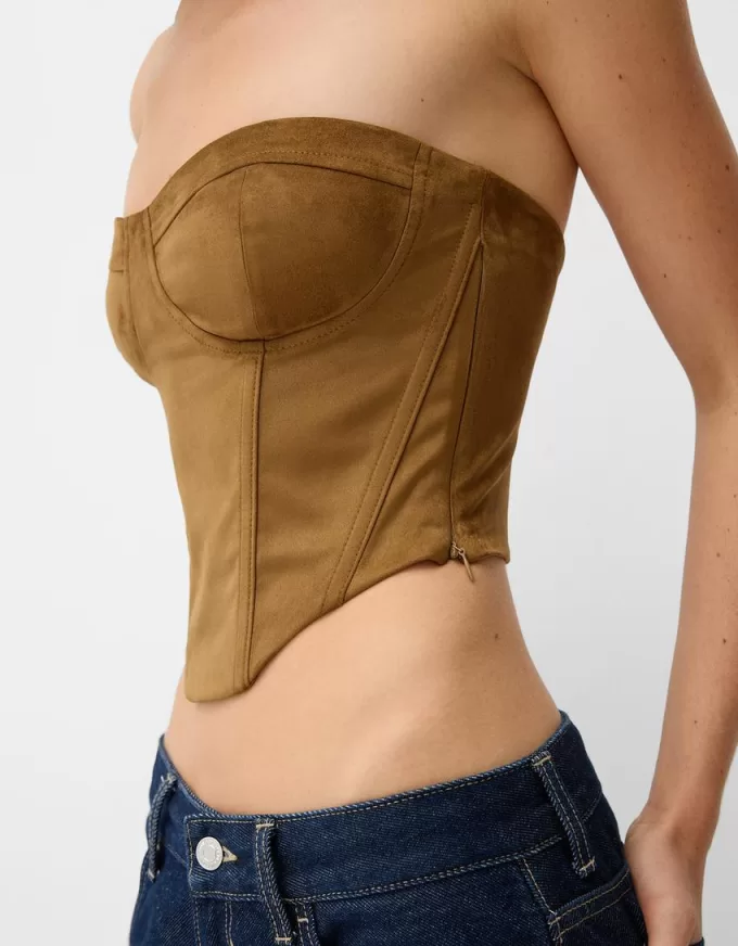 Faux suede bandeau top