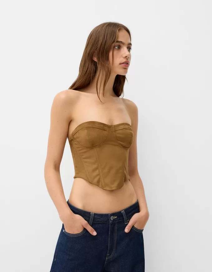 Faux suede bandeau top