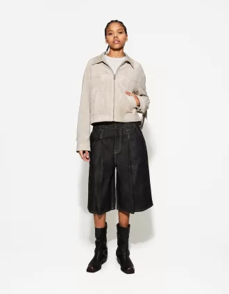 Faux suede jacket with fringing