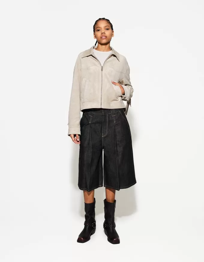 Faux suede jacket with fringing