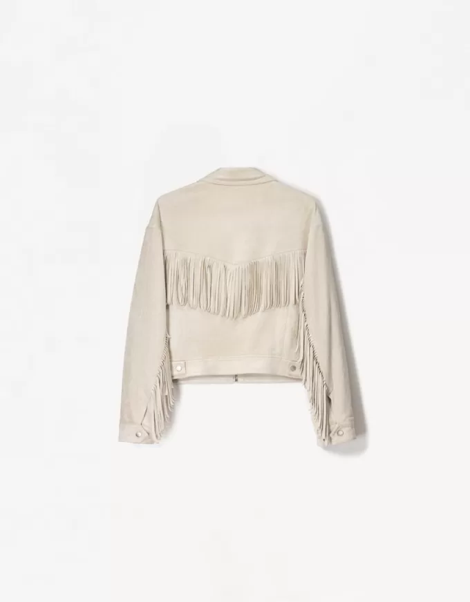 Faux suede jacket with fringing