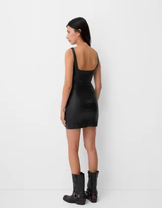 Fitted leather effect mini dress