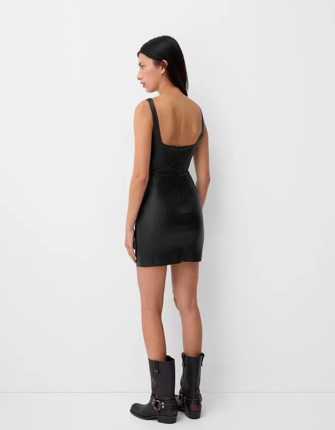Fitted leather effect mini dress Fitted leather effect mini dress
