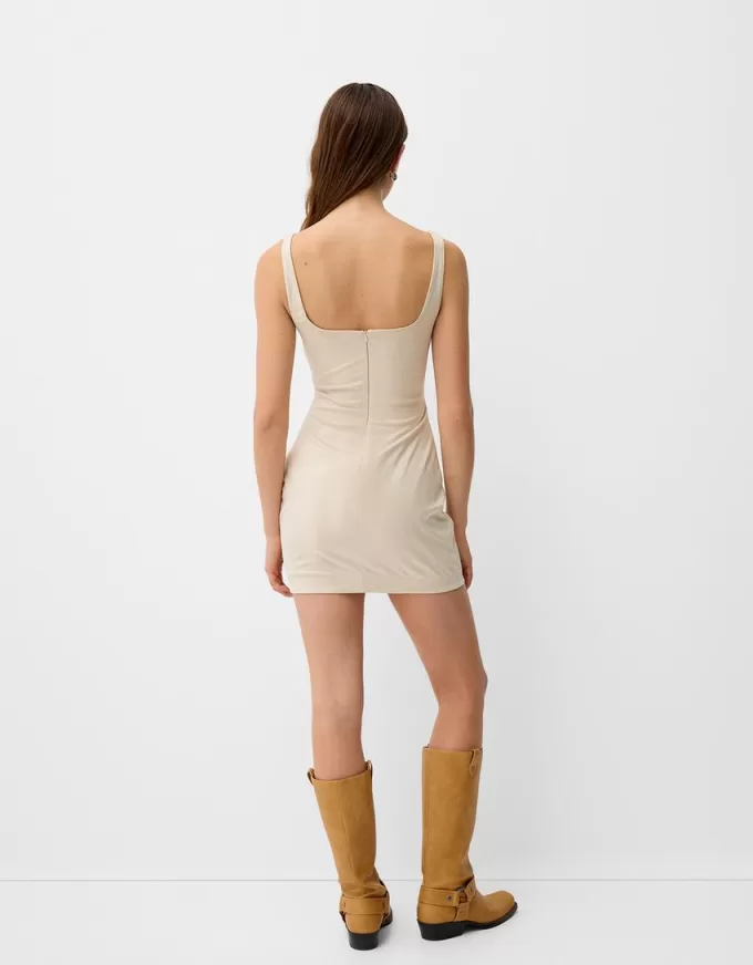 Fitted leather effect mini dress Fitted leather effect mini dress