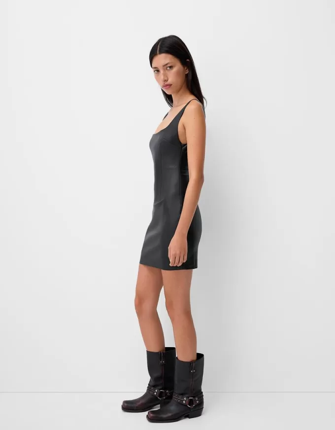 Fitted leather effect mini dress Fitted leather effect mini dress