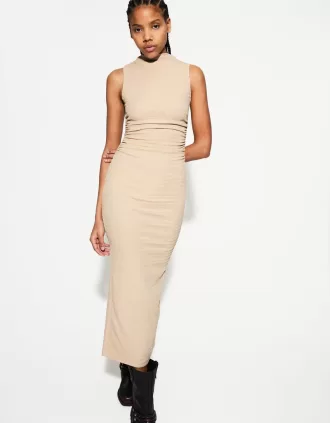 Fitted textured midi dress