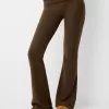 Flared pants with fold-over waist Flared pants with fold-over waist