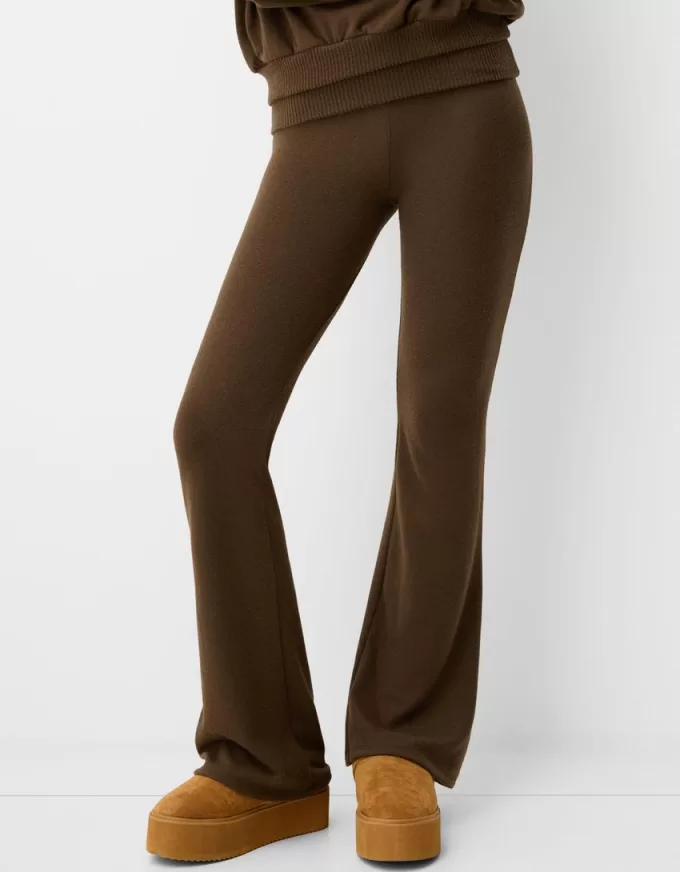 Flared pants with fold-over waist Flared pants with fold-over waist