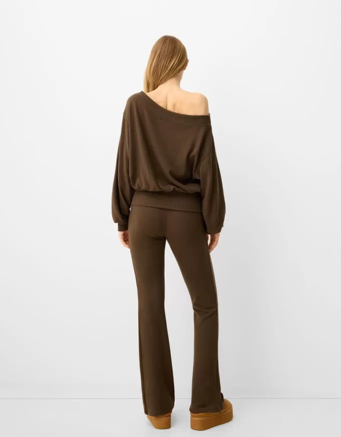 Flared pants with fold-over waist Flared pants with fold-over waist