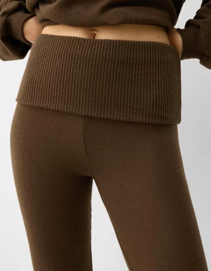 Flared pants with fold-over waist Flared pants with fold-over waist