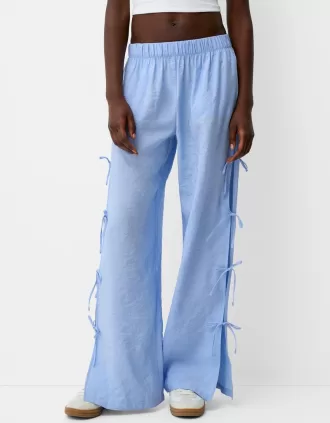 Flowing pants with side ties
