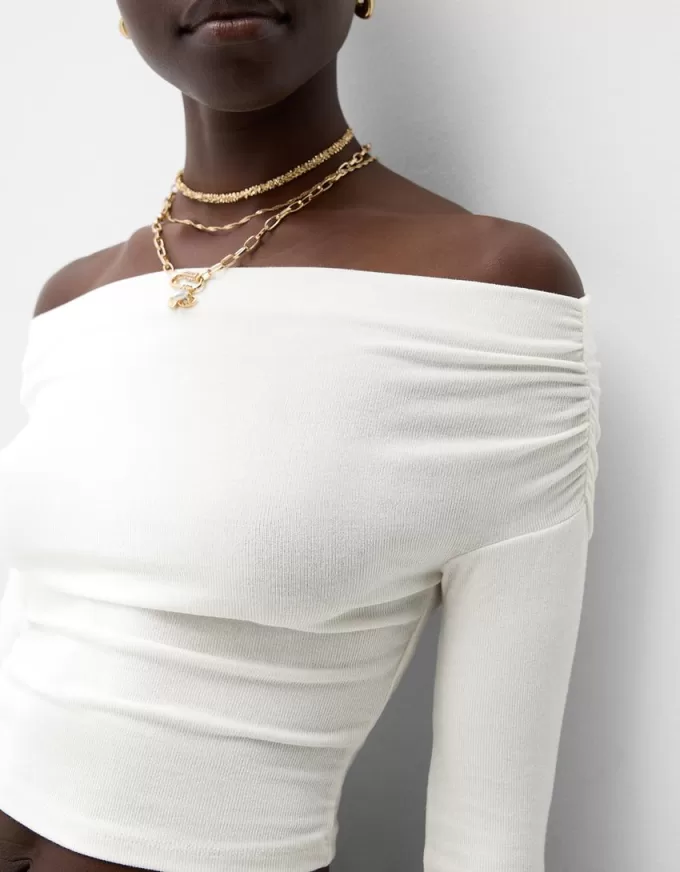 Gathered Bardot sweater