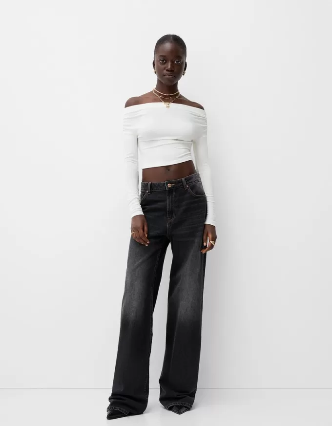 Gathered Bardot sweater