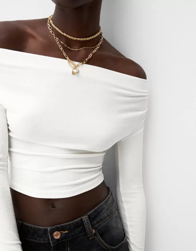 Gathered Bardot sweater