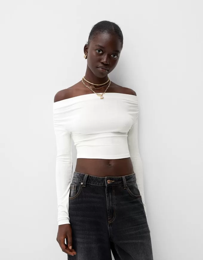 Gathered Bardot sweater