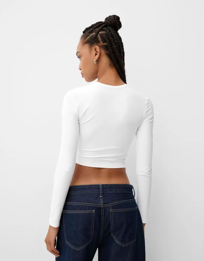 Gathered long sleeve polyamide T-shirt Gathered long sleeve polyamide T-shirt