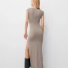 Gathered maxi dress with a side slit Gathered maxi dress with a side slit