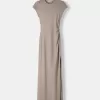 Gathered maxi dress with a side slit Gathered maxi dress with a side slit