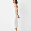 Gathered midi dress with straps Gathered midi dress with straps