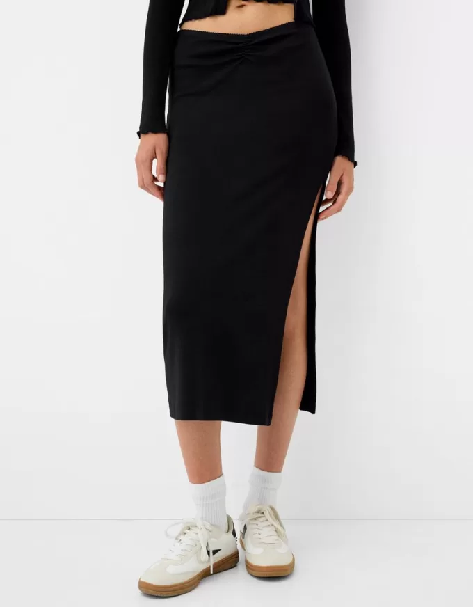 Gathered semi-long skirt Gathered semi-long skirt