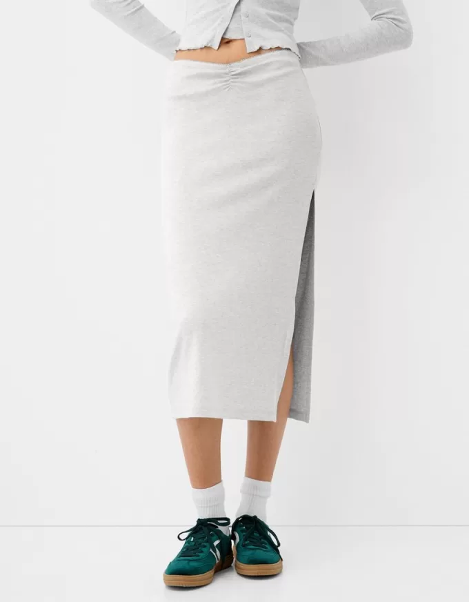 Gathered semi-long skirt Gathered semi-long skirt