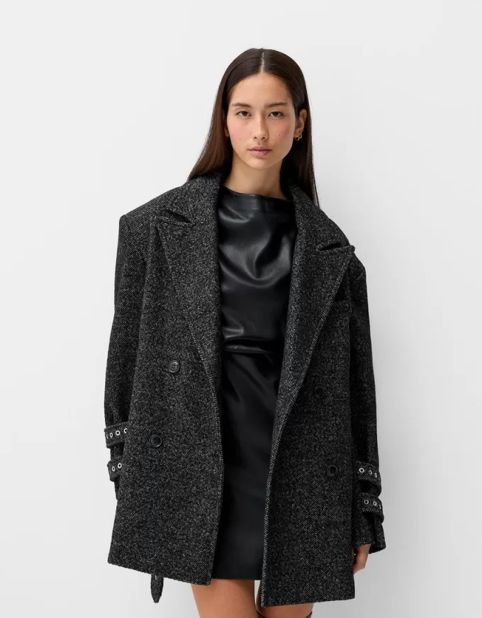 Generation Bershka coat with eyelets Generation Bershka coat with eyelets