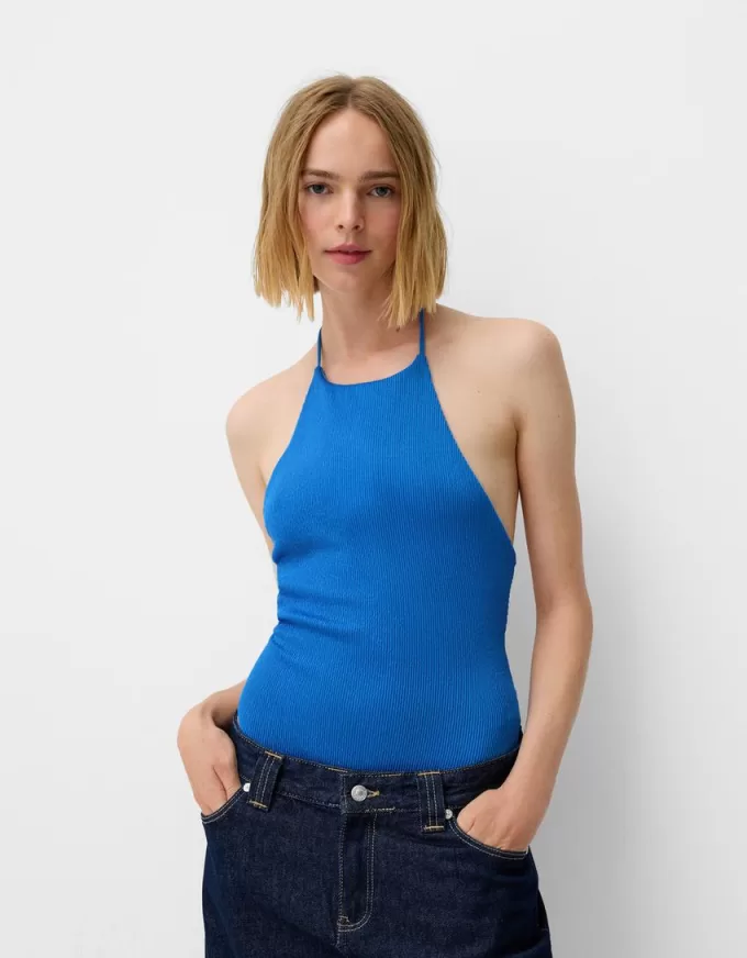 Halter bodysuit with open back Halter bodysuit with open back