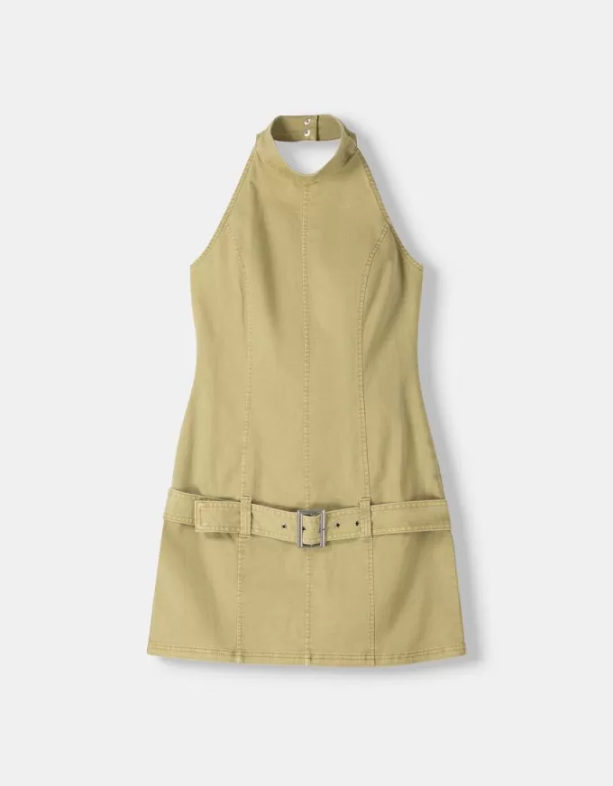 Halter mini dress with belt Halter mini dress with belt