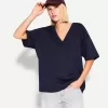 Heavy cotton V-neck short sleeve T-shirt