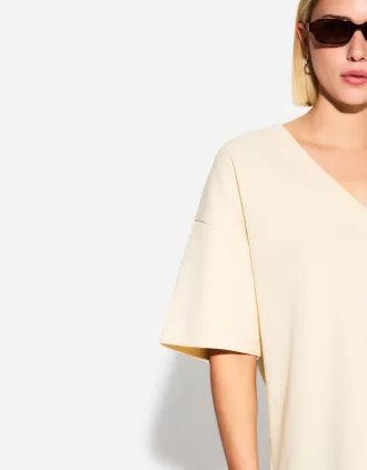 Heavy cotton V-neck short sleeve T-shirt