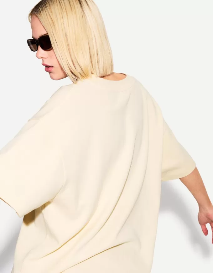 Heavy cotton V-neck short sleeve T-shirt