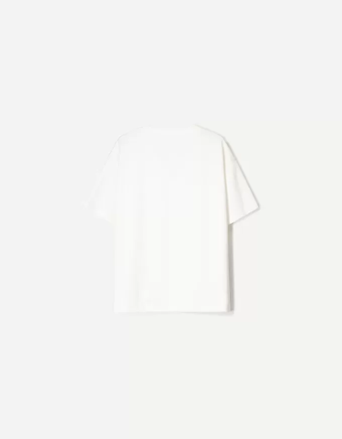 Heavy cotton V-neck short sleeve T-shirt