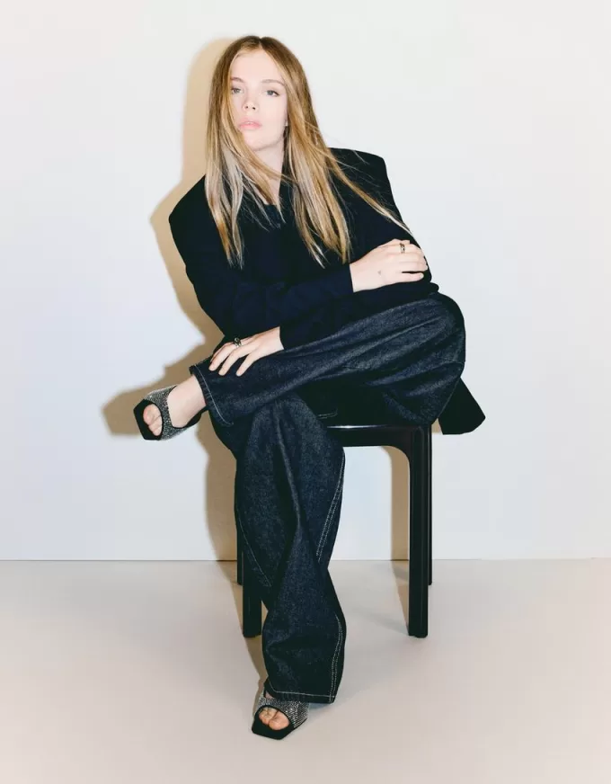 Heeled mule sandals with rhinestone details Heeled mule sandals with rhinestone details