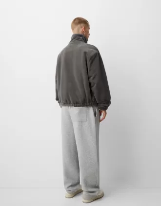 High neck faux fur jacket with zipper