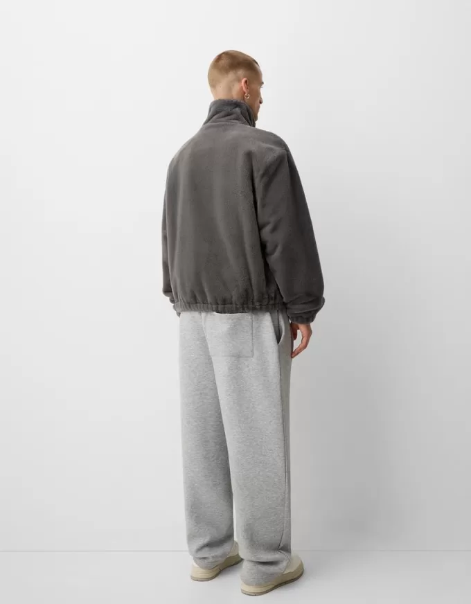 High neck faux fur jacket with zipper